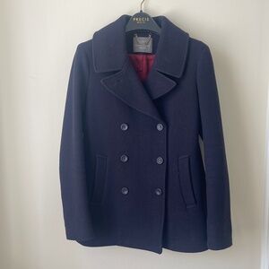 J Crew Navy Pea Double Breasted Coat